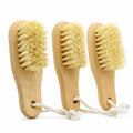 Wood Nail Brush with Hanging Hole, Fingernail Brushes for Cleaning Under Nails, Small Nail Cleaning Brush Set with Firm Sisal Bristles, 3Pack of Wooden Nail Scrubbers(Yellow)