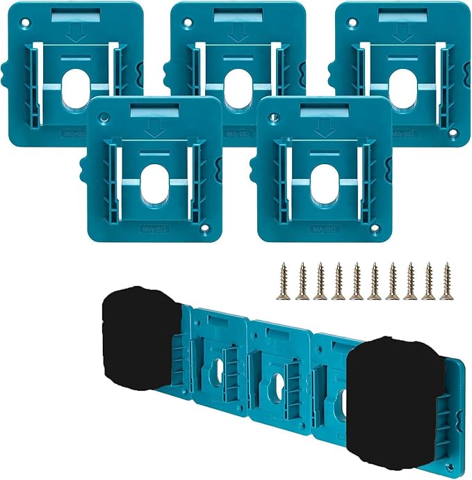 Crivnhar Battery Mount Holder Compatible for Makita 18V Batteries, Wall Mounts Hanger Fit for BL1860 BL1850 BL1840 BL1830, Organize Garage/Workshop/Work Truck(5 Pack, w/10 Screws, No Battery)