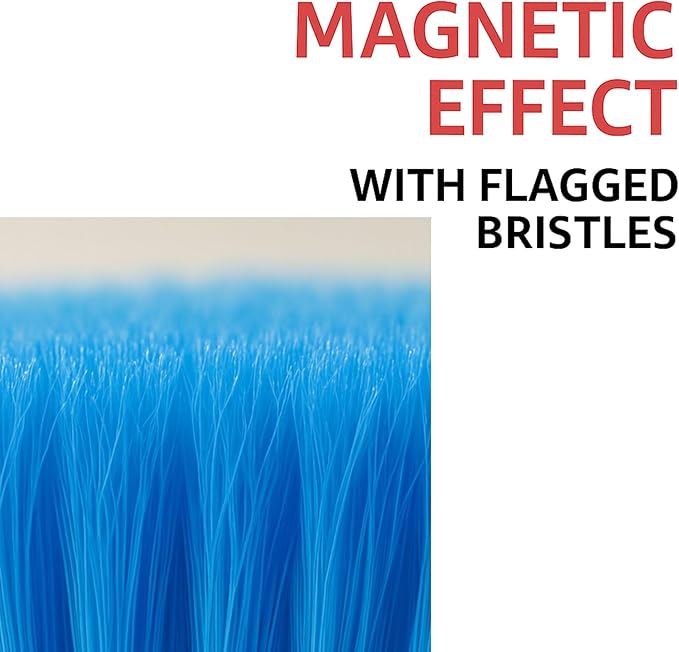Aria Blue Broom Head – 13” Sweeping Surface – Heavy-Duty Soft Bristles with Flagged Magnetic Effect – Universal Thread – Recycled PP – Deep Indoor/Outdoor Sweeper(Blue, ARIA)