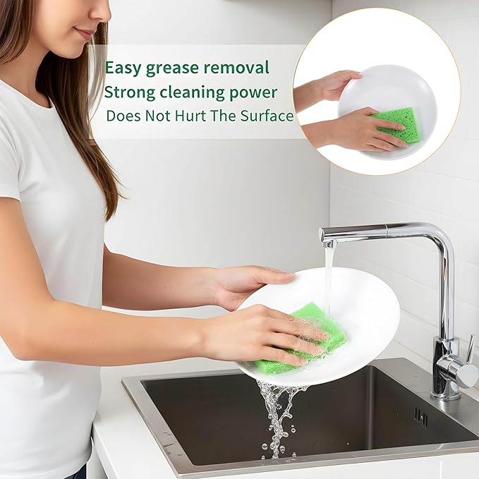 15Pcs Cellulose Sponges, Compressed Kitchen Sponges - 5 Colors Multipurpose Cleaning Sponge for Kitchen Bathroom Cars