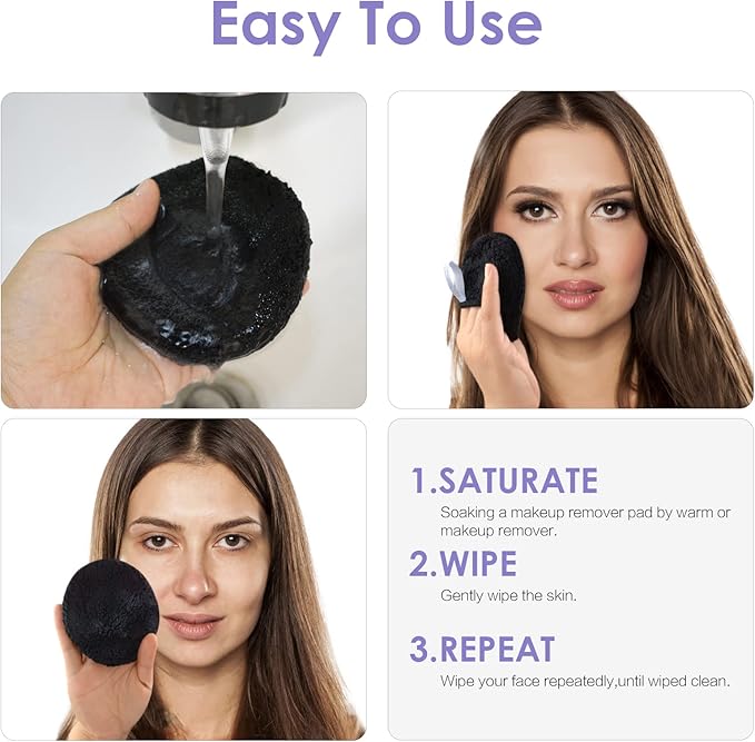 SUNLAND Reusable Makeup Remover Pads for Face,Eyes,Lips Microfiber Face Cleansing Gloves Washable Makeup Remover Cloth with Laundry Bag Rounds Pads