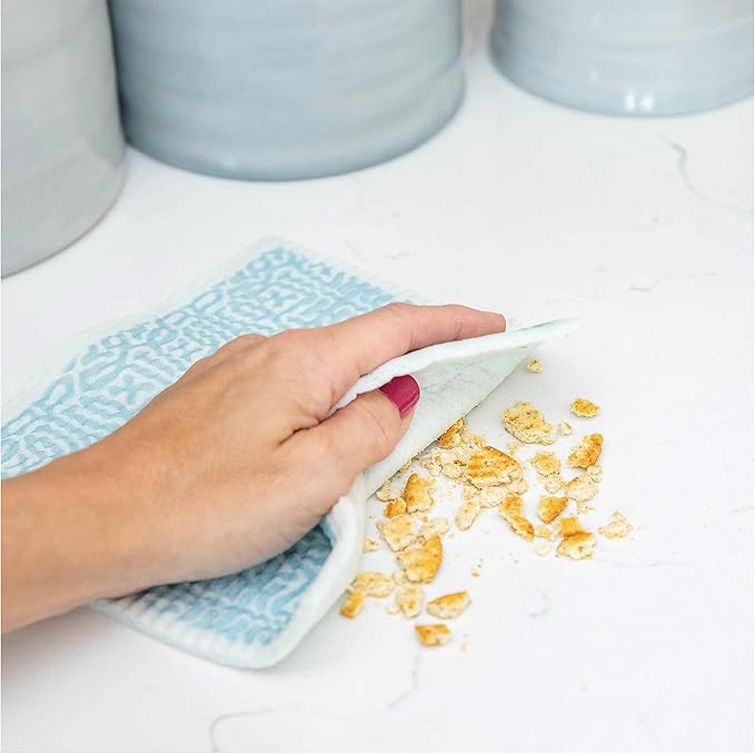 ELYN Swedish Dishcloths, Reusable & Washable Sponge Cloths, Absorbent Cleaning Paper Towels for Kitchen, Dishes, Counters and More, 5 Pack, Assorted Moroccan Pattern