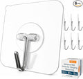 GLUIT Adhesive Wall Hooks for Hanging Heavy Duty 22 lbs Hooks for Walls No Damage, Towel Sticky Clear Hook, Waterproof, Home, Bathroom, Kitchen, Office, and Outdoor 6 Pack