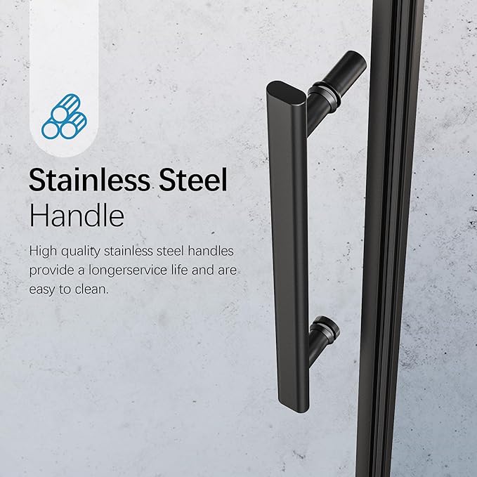 46-48" W x 76" H Frameless Sliding Shower Door, Bathroom Single Sliding Shower Doors with 5/16" (8mm) SGCC Tempered Glass and Stainless Steel Handle, Reversible Installation, Matte Black