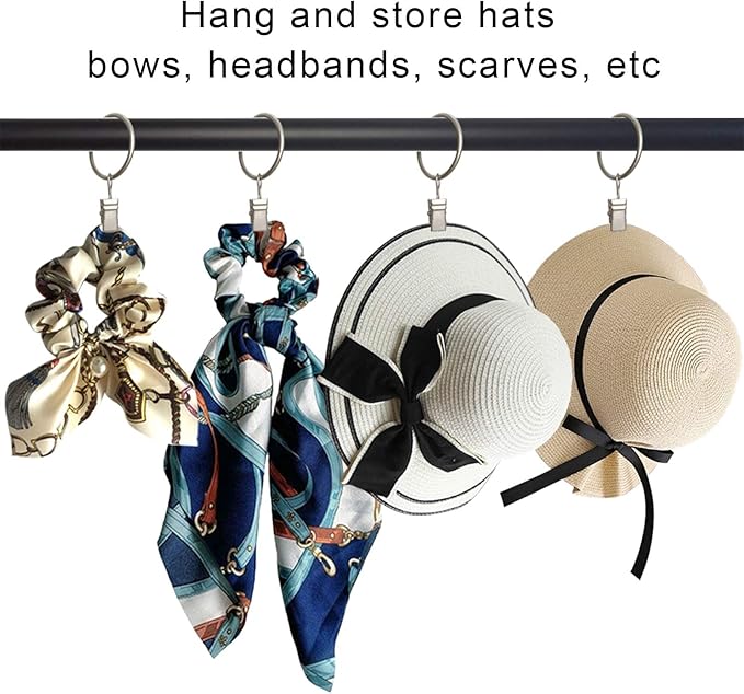 40 Pack Curtain Rings with Clips, Drapery Clips with Rings, Drapes Rings 1.26 in Interior Diameter, Fits up to 1 in Curtain Rod, Matte Silver