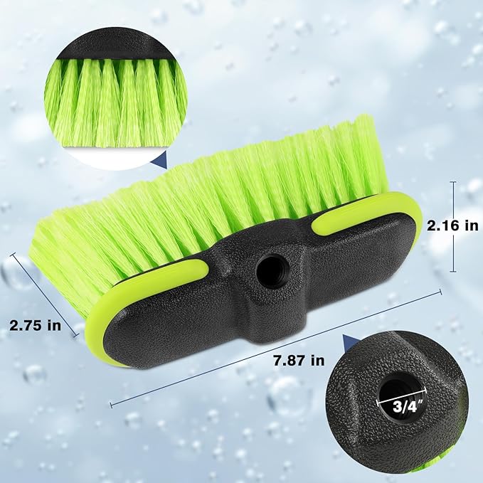 Car Wash Brush Head 8 ", Scrub Brush Attachment for Extension Pole Outdoor Cleaning Tool for Window, Wall, Floor, Deck, Patio