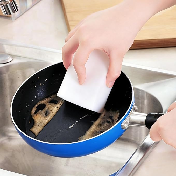 30Pcs High-Density Magic Cleaning Eraser Sponges – Multi-Surface Melamine Foam Pads for Kitchen, Bathroom, Furniture, Floor & Wall, Long-Lasting Household Scrubber (30 Pcs-Flat)
