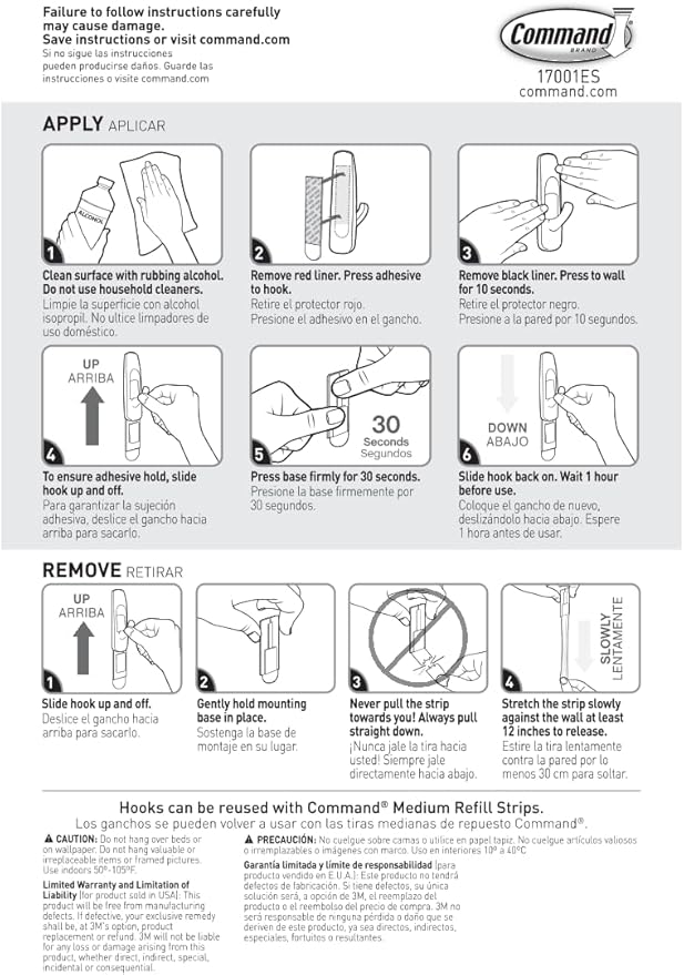 Command Medium Utility Hooks, 9 Wall Hook and 12 Strips, Damage-Free Hanging with Adhesive, No Tools Great for Hanging, Organization and Storage, Holds up to 3 lb