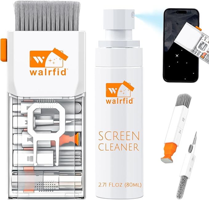 walrfid Laptop Keyboard Cleaner Kit, 15-in-1 Computer Screen Cleaning Brush Tool for iPhone Phone iPad MacBook, Electronic Device Clean Spray for Camera Lens PC TV Tablet, 82ml Screen Cleaner