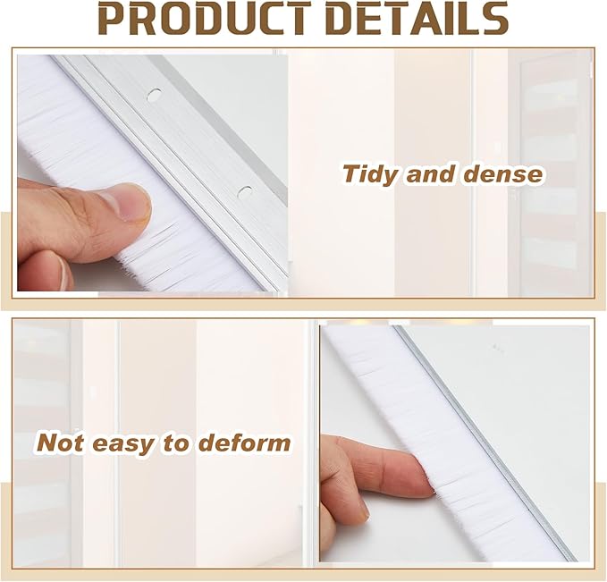 Hushee 4 Pcs 2x36 Inches Brush Door Sweep for Exterior, Aluminum Commercial Door Sweep Bottom All-Season Alloy Brush for Exterior and Interior Sealing Gaps Keeps Out Cold Air, Dust (White)