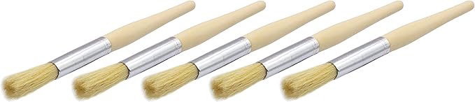 LBY 5pcs Natural Pig Bristle Espresso Maker Cleaning Brush, 195mm(7.68'') Household Cleaning Brush, Paint Brush Parts Cleaning Brush, Natural Pig Bristle, Wooden Handle