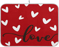 Happy Valentine's Day Dish Drying Mat for Kitchen Red White Love Heart Microfiber Drying Mats Absorbent Reversible Dish Pad Medium Dish Draining Mat 16x18 inch