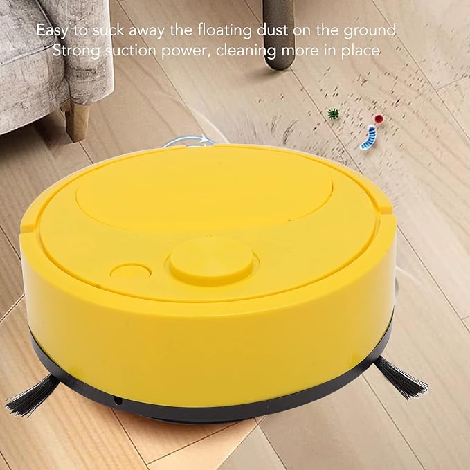 Heayzoki Robot Vacuum Cleaner, Automatic Sweeping Robot with Multiple Filtration, USB Charging Mini Smart Sweeping Robot for Wooden Flooring Tile Carpet (Yellow)