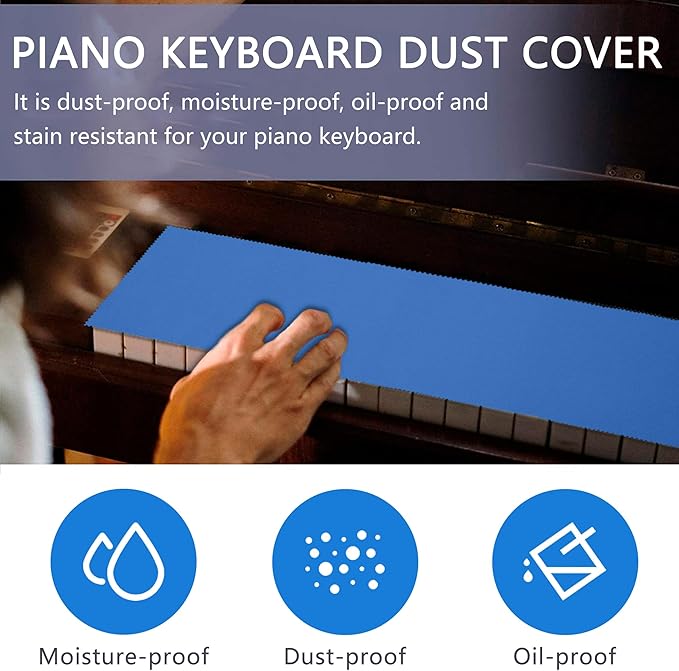 88 Keys Piano Keyboard Blue Dust Cover - For Upright Grand Piano, Digital Piano and Electronic Keyboard - Protective Key Cover Cloth (2 Packs)