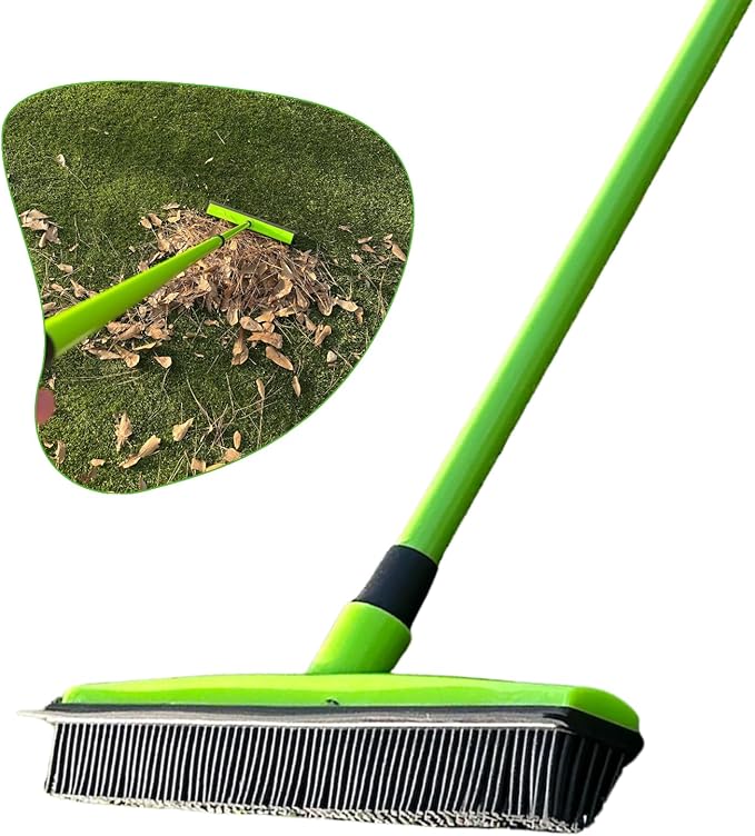 Turf Static Sweep - Silicone Broom for Artificial Turf Edge Cleaning - Remove Pet Hair, Leaves, Debris, Sticks and More from Turf, Synthetic Grass, Carpet & Most Hard Surfaces