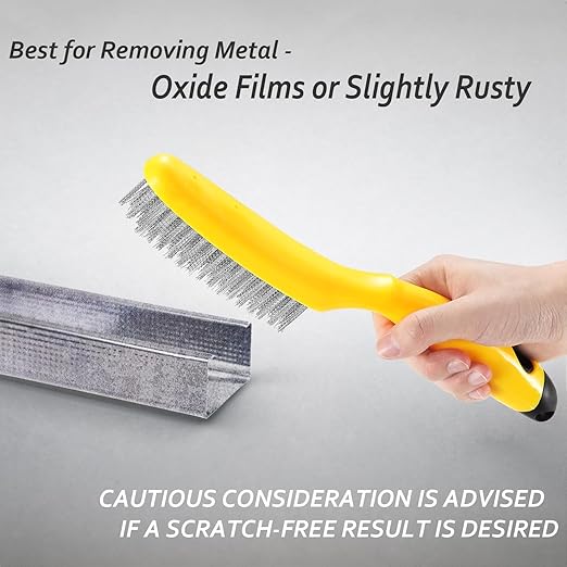 Wire Scratch Brush Stainless Steel with 10.5" Curved Plastic Handle and 79 Bundles of Bristles, Heavy Duty for Dirt Rust Removal Before Welding, Dust Paint Scrubbing (LWH-SP-wb)