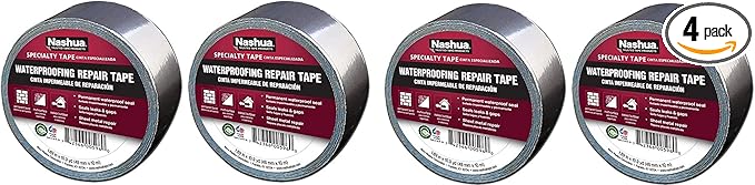 Nashua 361-11 Foil Tape for Waterproofing Repair, 11 mil Thick, 10 m Length, 48 mm Width, Aluminum (4)