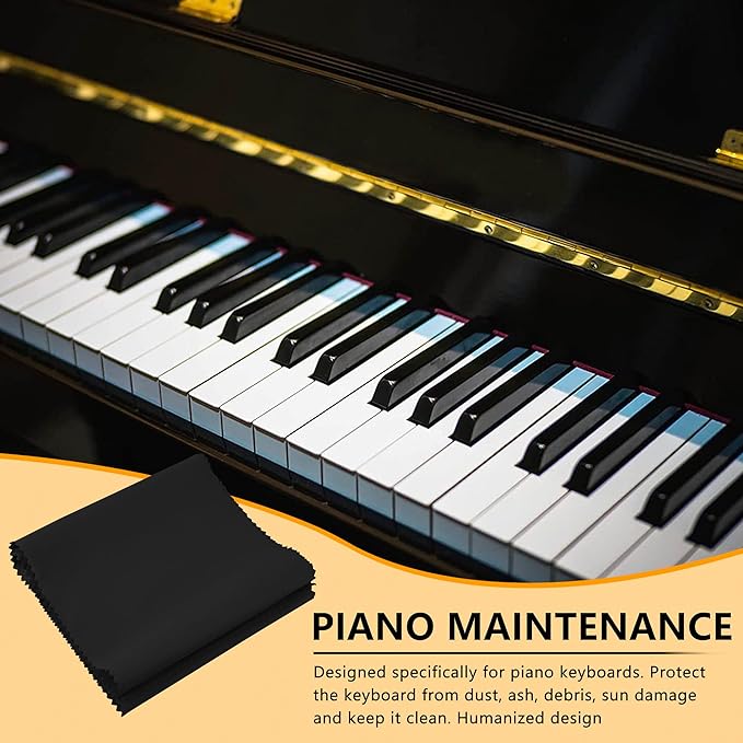 88 Keys Piano Keyboard Black Dust Cover - For Upright Grand Pianos, Digital Pianos and Electronic Keyboards - Protective Key Cover Cloth (2 Packs)