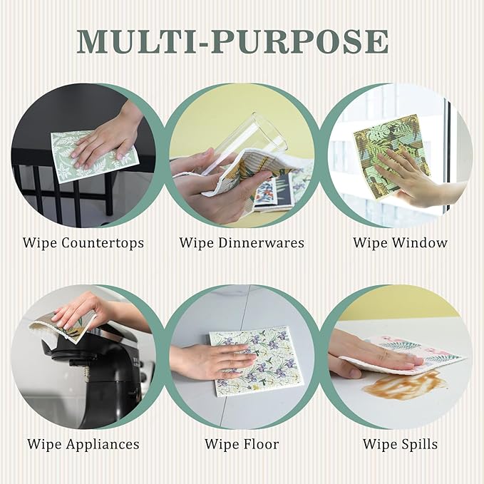 YoulerTex Swedish Dishcloths Dish Towels Set: 6 Packs Cellulose Sponge Cloths Reusable Cleaning Cloths for Kitchen Absorbent Reusable Paper Towels Dish Cloth Non-Scratch No Odor (8 Pcs Animal)