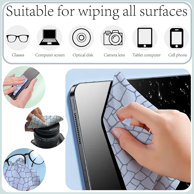 CREATCABIN 6 Packs Thickened Glasses Cleaning Cloth Elegant Flower Design