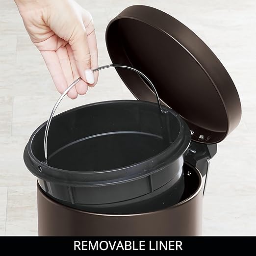 iDesign Round 1.3 Gallon Bathroom Step Trash Can - Set of 2 - Bronze