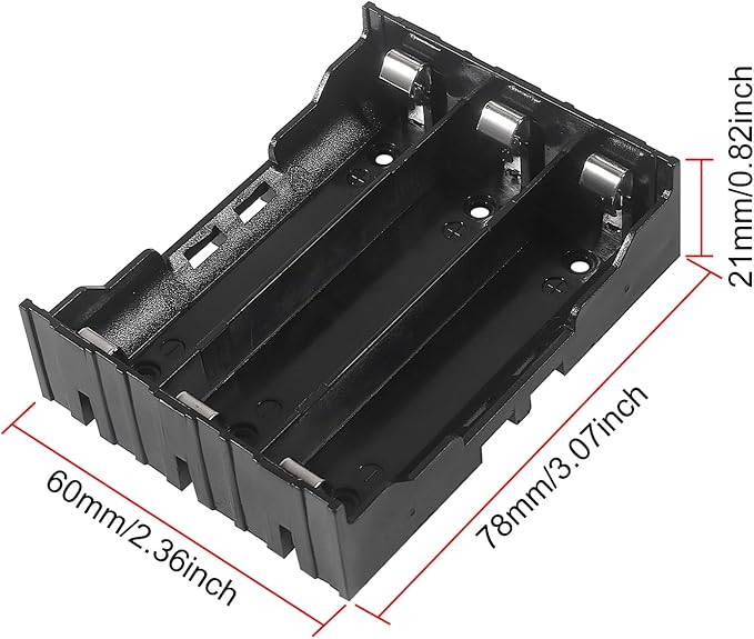 18650 Battery Case Holder 3 Slots X 3.7V 18650 Battery Storage Box, in Parallel Black Plastic Batteries Clip Box with Pin for DIY Parallel or Series Circuit PCB Projects (6pcs ABS 3 Slots)