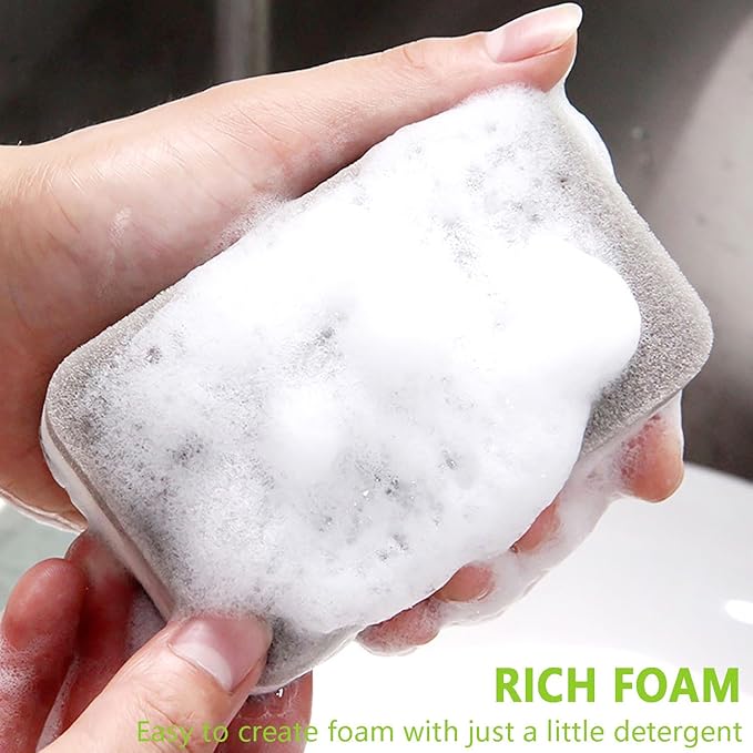 Kitchen Cleaning Sponges, 6 Pack Heavy Duty Scrub Sponges Cleans Fast Non-Scratch Sponge for Washing Dishes and Cleaning Kitchen (Grey)