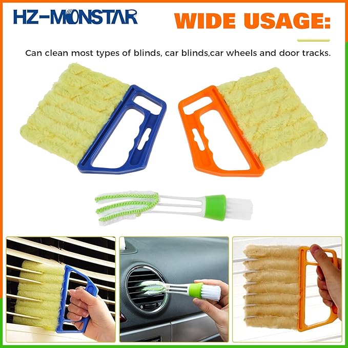 3Pcs Window Venetian Blind Cleaner Duster Tool, Window Venetian 7 Finger Dusting Cleaner Tool and Air Vent Cleaner, Shutter Cleaner Brush for Window Air Conditioner Duster Dirt Cleaner