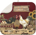 Dish Drying Mat Drainer Pads - Extra Large Microfiber Drying Mats for Dishes Kitchen Counter Super Absorbent Pads for Draining Racks (Chicken,16"x18" )