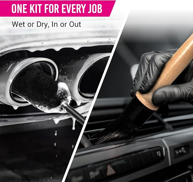 H.O.W 4pcs Car Wheel Rim Tire Brushes for Cleaning Tires, Detailing & Tire Scrub Brush Kit