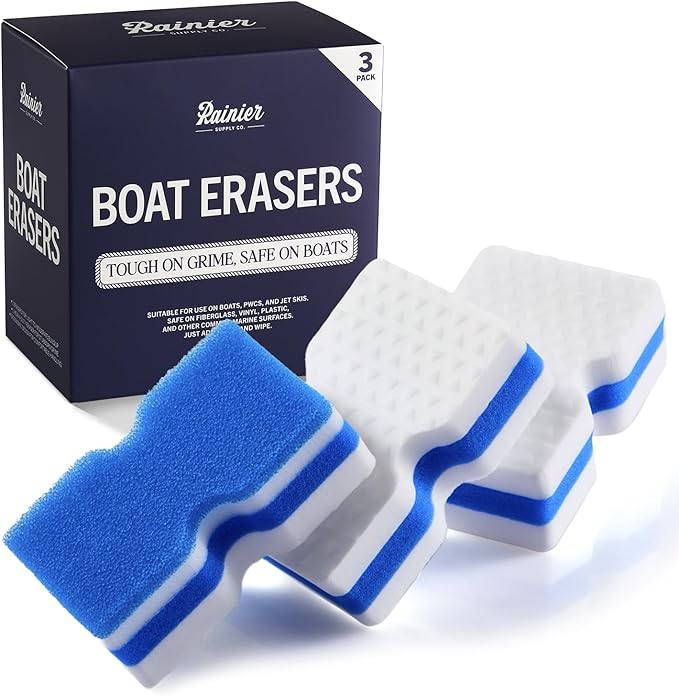 RainierSupplyCo Boat Scuff Eraser - Magic Boat Erasers for Cleaning Seats, Hulls, & Interiors - Non-Toxic & Safe for Vinyl, Leather & Fiberglass Surfaces - Ideal for Pontoon and Marine Cleaning Kits