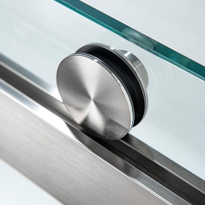 Woodbridge Frameless Bathtub Shower Doors 56-60" Width x 66" Height with 5/16"(8mm) Clear Tempered Glass, 2 Ways Opening & Double Sliding in Brushed Nickel Finish