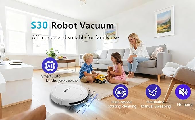 Robot Vacuum Cleaner, 3000Pa Powerful Suction, 2.56-inch Ultra-Slim Body, 120-Minute Long Battery Life, Quiet Operation, Smart Navigation, Suitable for Hard Floors/Low-Pile Carpets/Pet Hair- Whites-2