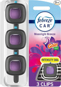 Febreze Car Air Freshener Vent Clip Gain Moonlight Breeze Scent, .07 oz. Car Vent Clip, Pack of 3 and Stay-Fresh Storage Case