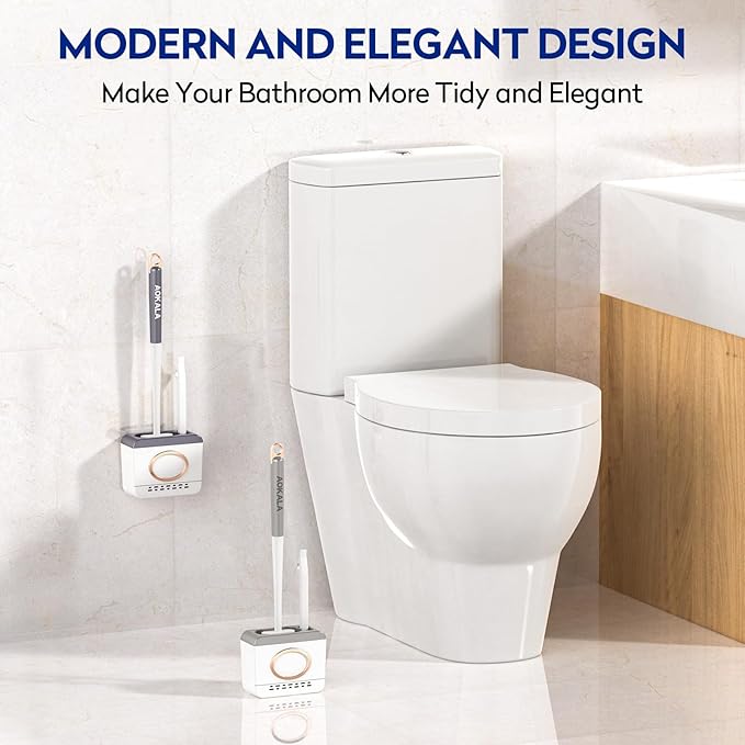 Dark Gray Toilet Bowl Cleaner Set - Silicone Toilet Brush and Holder for Deep Cleaning