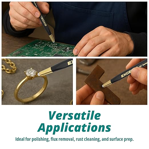 Excelta 267 Fiberglass Scratch Brush, Retractable and Refillable Pen Style Tool with Plastic Handle & Fiberglass Bristles, Precision Cleaning for Jewelry, Electronics, Crafts, Polishing, Rust Removal