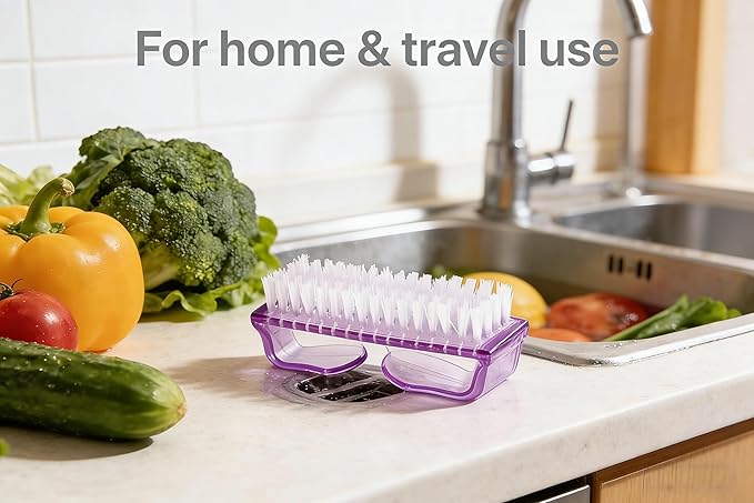 6-Pack Nail & Toe Scrub Brushes - Oversized Grip for Home & Travel, Assorted Colors for Personal Hygiene