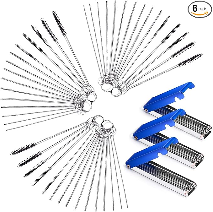 6 Set Carburetor Carbon Dirt Jet Remove Cleaner 39 Cleaning Wires Set + 30 Cleaning Needles + 15 Nylon Brushes for Motorcycle ATV Moped Welder Carb Chainsaw Spray Guns Welding Torch Tip Cleaner