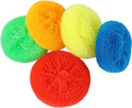 MIDELONG Plastic Dish Scrubbers for Dishes Plastic Pot Round Scrubber Scouring Pad Dish Scourers, Assorted Colors Poly Mesh Scouring Dish Pads for Kitchen Cleaning, Pack of 5
