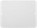 Silicone Dish Drying Mat for Multiple Usage, Easy clean, Eco-friendly, Heat-resistant Dish Drainer Mat for Kitchen Counter,Sink,Refrigerator or Drawer liner (16" x 12", White)