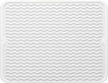 Large 17" x 14" Silicone Dish Drying Mat for Kitchen Counter, Easy clean, Quick Dry, Heat-resistant Dish Drainer Mat for Sink,Refrigerator or Drawer liner (Food Grade Silicone-White)