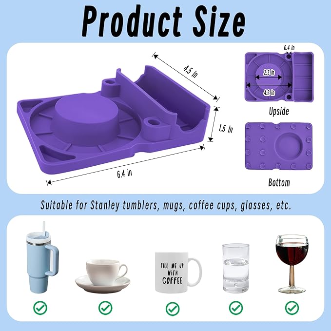 Bottle Drying Rack for Stanley Cup, Food Grade Silicone Holder Stand for Water Bottle, Tumblers, Cups, Mugs, Glasses(Purple)