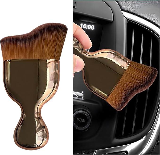 Car Interior Dust Brush, Soft Scratch Free Auto Detailing Brushes, Universal Vehicle Interior Cleaning Tool for Automotive Dashboard, Air Vents, Leather(Rose Golden)