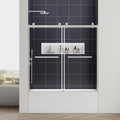 56-60" W x 60" H Double Sliding Bathtub Shower Door, 5/16" (8mm) Tempered Glass Frameless Bypass Shower Glass Door for Tub, Double Nano Coating, Pull Towel Rack (Chrome)
