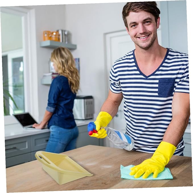 Handheld Dustpan Small Portable Dust Pan 2pcs Lime Yellow with Handle for Home Office Tabletop Garbage Collection Cleaning