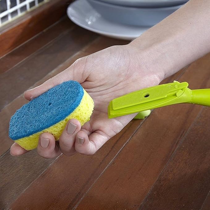 Full Circle Suds Up, Soap Dispensing Dish Brush, Tough Plant-Fiber Bristles & Sustainable Bamboo Handle, Safe for Nonstick