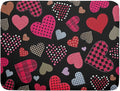 Happy Valentine's Day Black Dish Drying Mat for Kitchen Counter,Pink Love Heart Drying Mat 18 x 24 Inch with High Absorbent Microfiber Drainer Mat for Coffee Bar