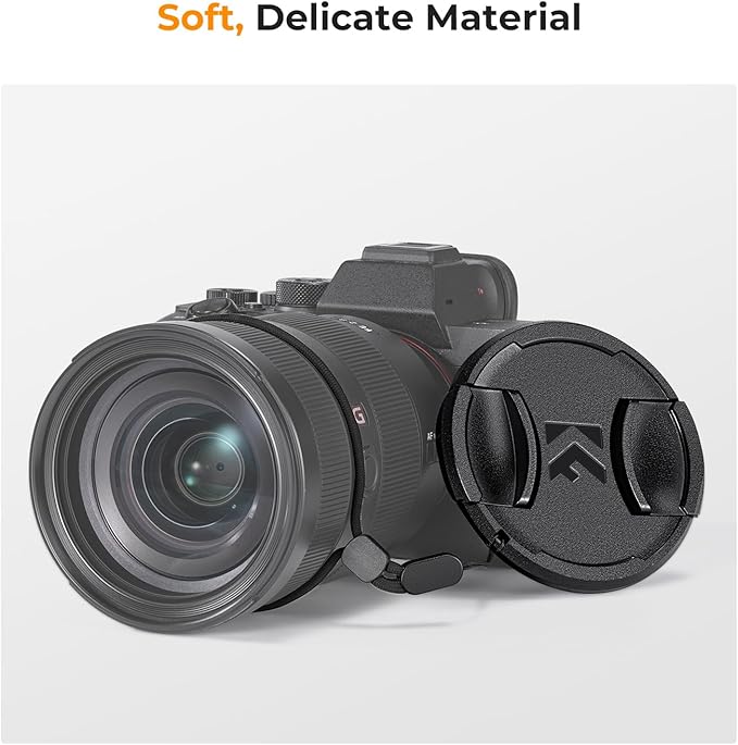 K&F CONCEPT 49mm Lens Cap Cover, 4-in-1 Center Pinch Lens Cover with Black Anti-Loss Keeper Leash Microfiber Cleaning Cloth Kits Compatible with Nikon, Canon, Sony, Fujifilm Camera Lenses