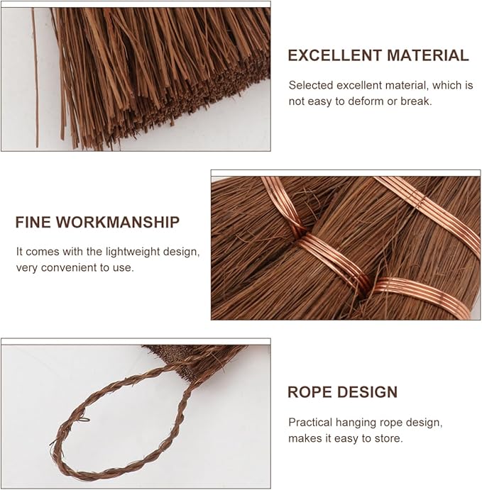 Mini Palm Whisk Broom for Tea Ceremony Small Soft Bristle Cleaning Brush with Hanging Rope Practical Natural Straw Brush for Home Kitchen Table Cleaning 5.51X3.14X1.96 Inches
