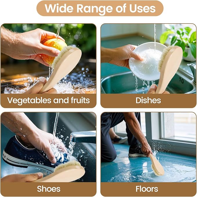 8 Inch Vegetable Brush, Multi-Purpose Heavy Duty Scrub Brush, Potato Mushroom Veggie Brush Scrubber with Hang Loop, Fruits Vegetable Brushes Scrubber for Fruits, Vegetables, Tiles, More, Dishwasher